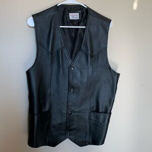 Men’s Black Leather Vest by “Liberty Wear” Size Large